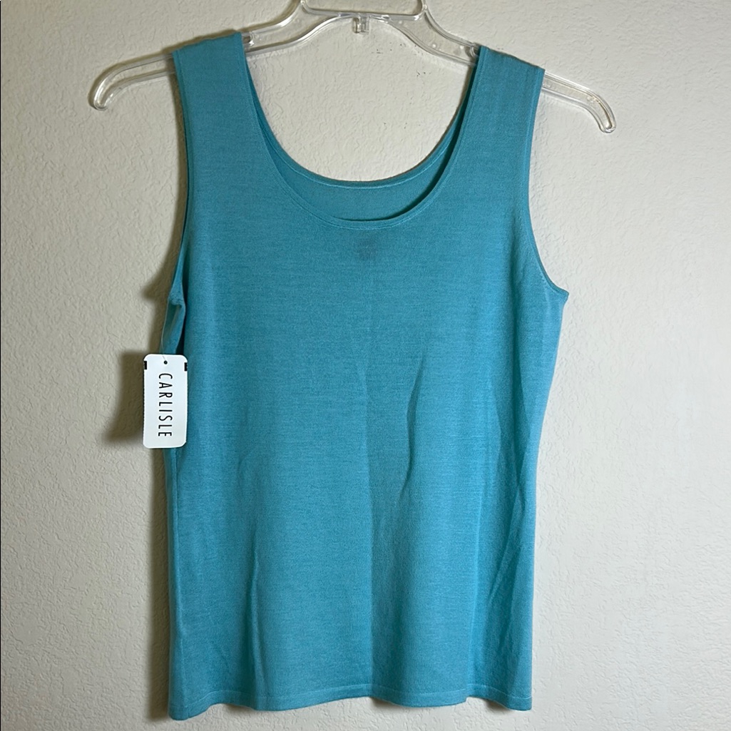 Carlisle Collection Blue Fitted Sleeveless Tank Top Size M 100% Cashmere